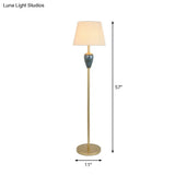 Rustic Empire Shade Floor Lamp - Single-Bulb Fabric Standing Light For Living Room