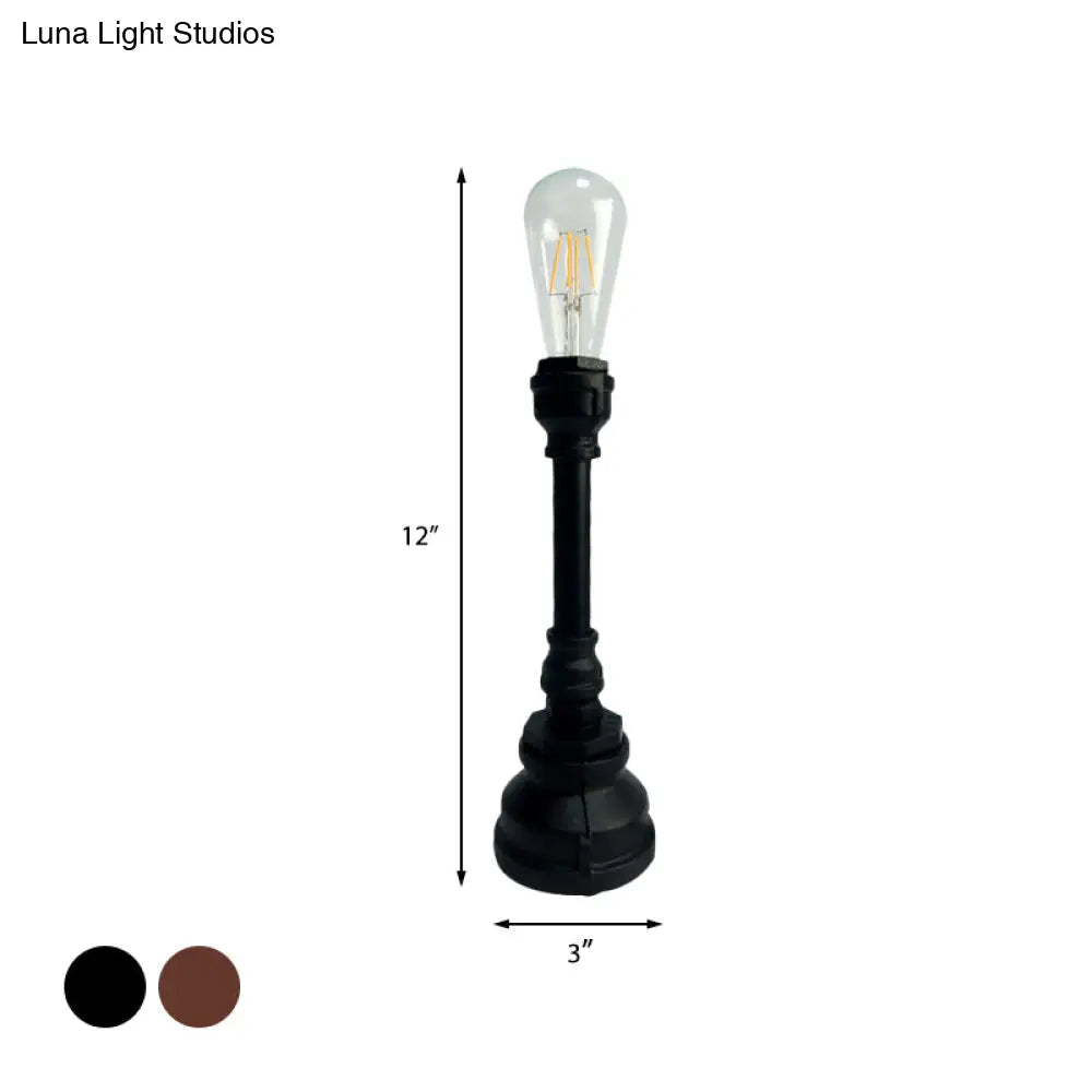 Rustic Farmhouse Metal Nightstand Lamp - Plug In Table Light With 1 Bulb Black/Rust Finish For Bar