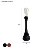 Rustic Farmhouse Metal Nightstand Lamp - Plug In Table Light With 1 Bulb Black/Rust Finish For Bar