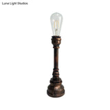 Rustic Farmhouse Metal Nightstand Lamp - Plug In Table Light With 1 Bulb Black/Rust Finish For Bar