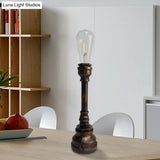 Rustic Farmhouse Metal Nightstand Lamp - Plug In Table Light With 1 Bulb Black/Rust Finish For Bar