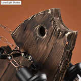Rustic Fish Shaped Wood Hanging Lamp - 6 Heads Island Lighting With Lantern Shade In Brown
