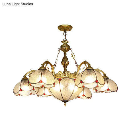 Rustic Floral Chandelier Pendant With Clear Glass And 6 Lights - Ideal For Hallways