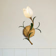 Rustic Floral Wall Sconce Light: Brass 1-Head Lamp With White/Yellow Glass Perfect For Living Room