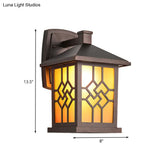 Rustic Frosted Glass Coffee Wall Sconce Light Fixture With Single Bulb - Yard Lighting Lantern