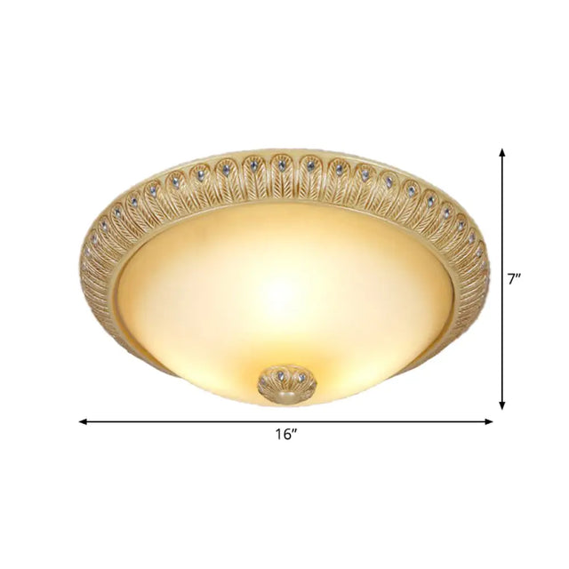 Rustic Frosted Glass Dome Wall Sconce With 3 Bulbs - Gold Lighting Idea 16/19.5 Wide