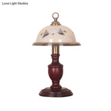 Rustic Frosted Glass Table Light Countryside Lamp With Urn Base - Red Brown