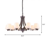 Rustic Gold-Black Conical Up Chandelier With Ivory Glass Hang For Living Room 10 /