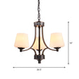 Rustic Gold-Black Conical Up Chandelier With Ivory Glass Hang For Living Room 3 /