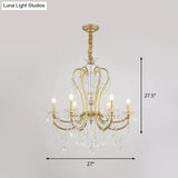Rustic Gold Crystal Candlestick Chandelier - 4/6 Heads Bedroom Suspension Light