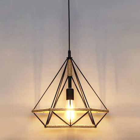 Rustic Hemp Rope Hanging Lamp Vintage Single-Bulb Pendant For Restaurants - Brown / A