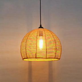 Rustic Hemp Rope Hanging Lamp Vintage Single-Bulb Pendant For Restaurants - Brown / C