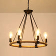 Rustic Hemp Rope Restaurant Chandelier With Black Dangling Suspension Light 6 / B