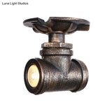 Rustic Industrial Antique Brass Water Pipe Ceiling Light With 1 Metal Semi Flush Mount - Perfect