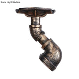 Rustic Industrial Antique Brass Water Pipe Ceiling Light With 1 Metal Semi Flush Mount - Perfect
