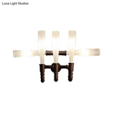 Rustic Industrial Wine Bottle Sconce Lamp With Frosted Glass - Wall Mounted Light For Dining Room