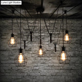 Rustic Iron 5-Light Black Pulley Swag Pendant - Ball-Shape Multi Ceiling Light For Restaurants