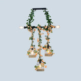 Rustic Iron Birdcage Island Light For Dining Room Ceilings - Suspended Lighting Fixture 5 / Green