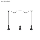 Rustic Iron Ceiling Light With Led Bulbs - Perfect For Coffee Shops Black Finish Available In 3/5/7