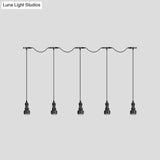 Rustic Iron Ceiling Light With Led Bulbs - Perfect For Coffee Shops Black Finish Available In 3/5/7