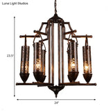 Rustic Iron Flute Hanging Light: Creative Chandelier With Number Design Perfect For Bars