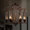 Rustic Iron Flute Hanging Light: Creative Chandelier With Number Design Perfect For Bars Rust