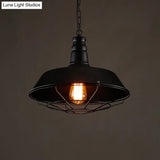 Rustic Iron Suspension Light: Vintage Pot Lid Shaped Pendant Lamp For Restaurants
