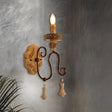 Rustic Iron Swirled Arm Wall Light With Distressed White Finish - 1/2 Lights Bedroom Mounted 1 /