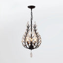 Rustic Laurel Chandelier - 4-Light Crystal Pendant In Black