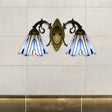 Rustic Magnolia Stained Glass Wall Mount With Two Lights For Living Room Blue