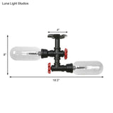 Rustic Matte Black Flush Light With Clear Glass Shade And 2-Lights For Living Room Ceiling