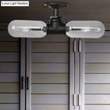 Rustic Matte Black Flush Light With Clear Glass Shade And 2-Lights For Living Room Ceiling