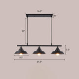 Rustic Metal 3-Head Hanging Ceiling Light - Lid Shaped Bistro Island Lamp In Dark Coffee