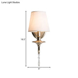 Rustic Metal And Fabric Tapered Wall Light Fixture - Gold Sconce Lamp Bedroom Décor