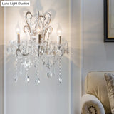 Rustic Metal Bedroom Wall Sconce With Crystal Accent And 3 Bulbs