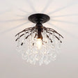 Rustic Metal Branch Semi Flush Mount Ceiling Light With Crystal Accent - 1 Head Hallway Lighting