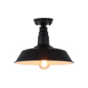 Rustic Metal Ceiling Lamp: Single Barn Shade Semi Flush Mount Lighting For Corridor Black / 10