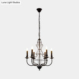 Rustic Metal Chandelier With 6/8 Lights - Candle-Inspired Dining Room Pendant Lighting In Black &