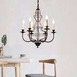 Rustic Metal Chandelier With 6/8 Lights - Candle-Inspired Dining Room Pendant Lighting In Black &
