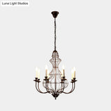 Rustic Metal Chandelier With 6/8 Lights - Candle-Inspired Dining Room Pendant Lighting In Black &