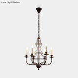 Rustic Metal Chandelier With 6/8 Lights - Candle-Inspired Dining Room Pendant Lighting In Black &