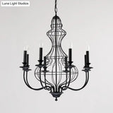 Rustic Metal Chandelier With 6/8 Lights - Candle-Inspired Dining Room Pendant Lighting In Black &