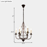 Rustic Metal Chandelier With 6/8 Lights - Candle-Inspired Dining Room Pendant Lighting In Black &