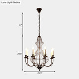 Rustic Metal Chandelier With 6/8 Lights - Candle-Inspired Dining Room Pendant Lighting In Black &