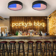 Rustic Metal Led Drum Flush Mount Light With Flag Pattern - Industrial Style Black