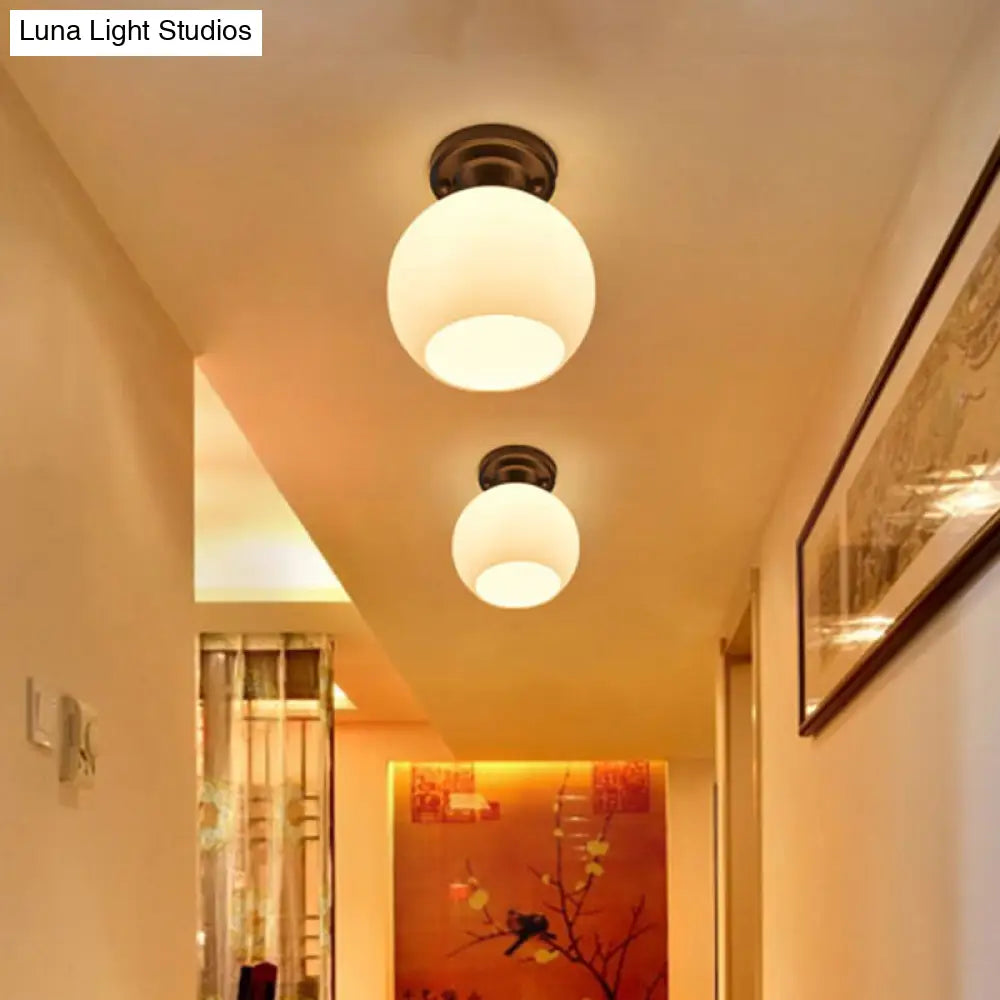 Rustic Metal Small Ceiling Lamp - Black Finish With Shaded Design For Corridors Flush Mount Light