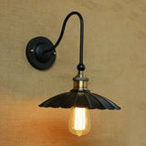 Rustic Metallic Wall Lamp With Scalloped Shade - Perfect For Living Room Black / B
