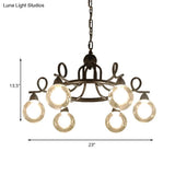Rustic Mini Ball Clear Glass Pendant Light Fixture - 6/8-Light Hanging Chandelier In Black
