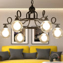 Rustic Mini Ball Clear Glass Pendant Light Fixture - 6/8-Light Hanging Chandelier In Black 6 /