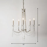 Rustic Nickel Candlestick Chandelier: Pendant Light With Crystal Detailing 5 /